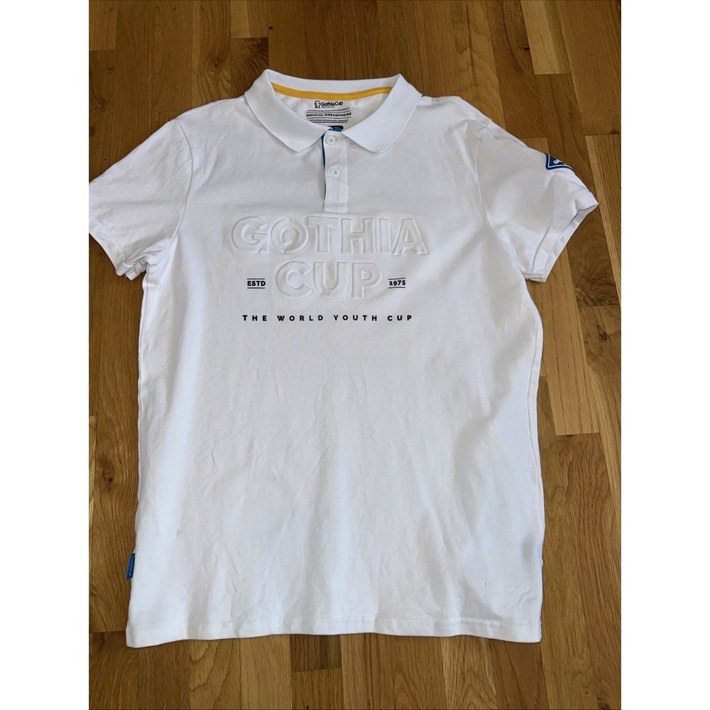NWOT Gothia Cup Men's White Polo Shirt Size  XXL. Sweden‎ Logo